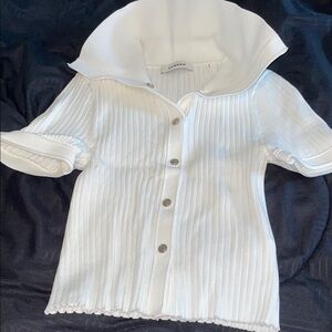 Sandro White Ribbed Sweater